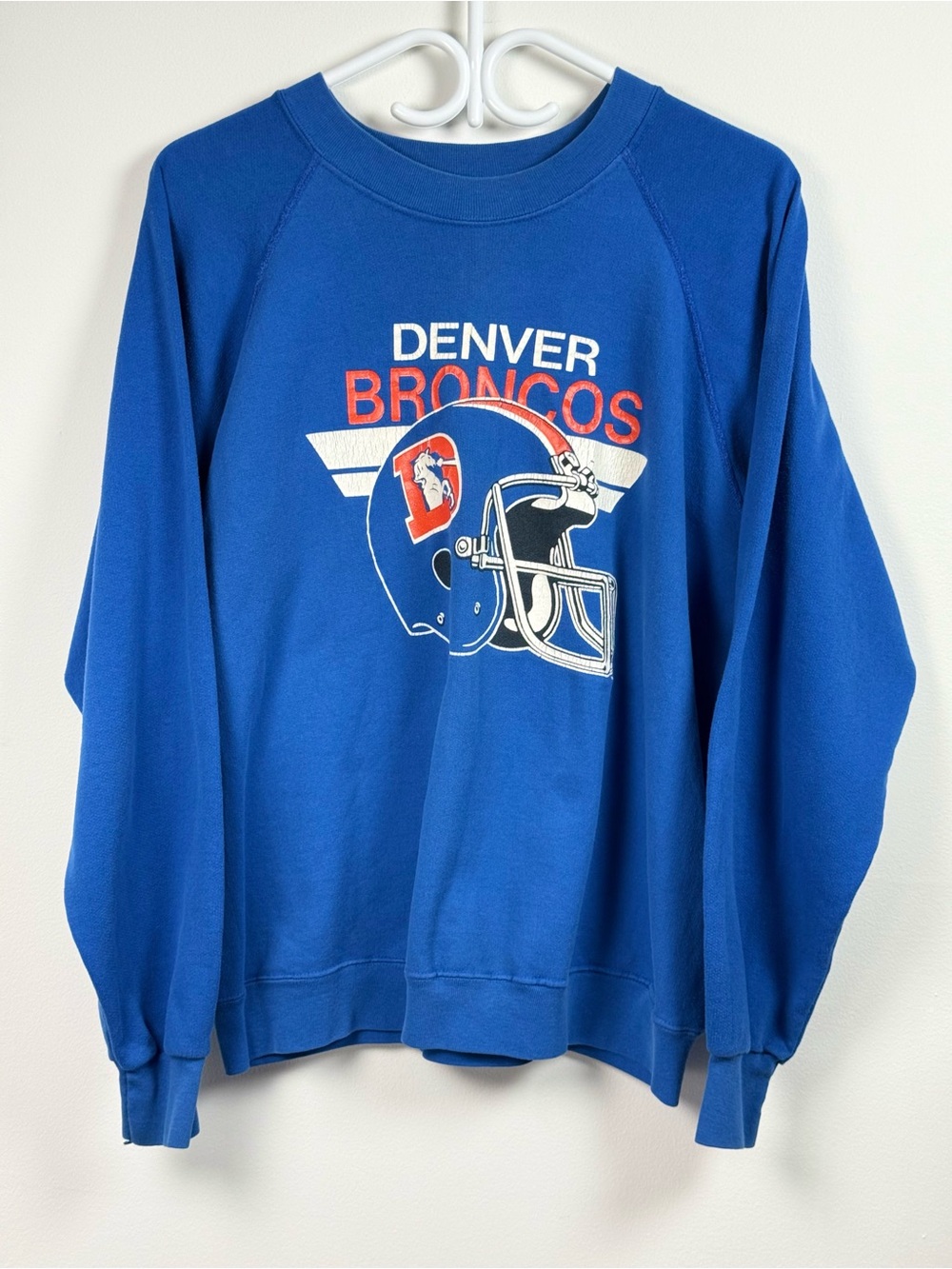 Vintage 90s Denver Broncos  Graphic Crewneck Sweatshirt - Blue size Large